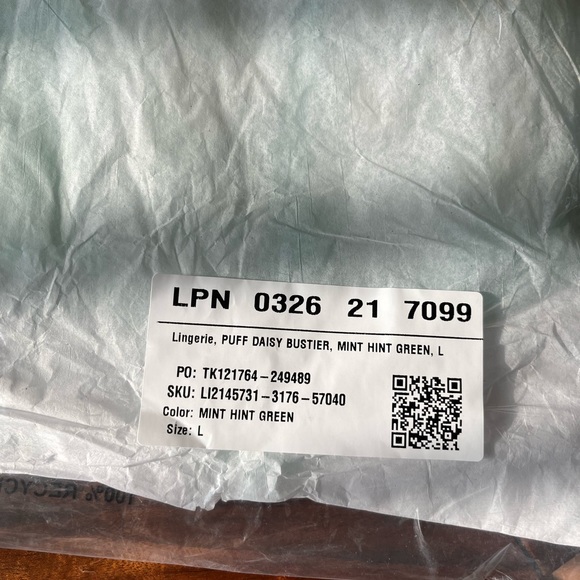 Savage X Fenty Mint Hint Green Puff Daisy Bustier Set with String Bikini Panty - Picture 10 of 15